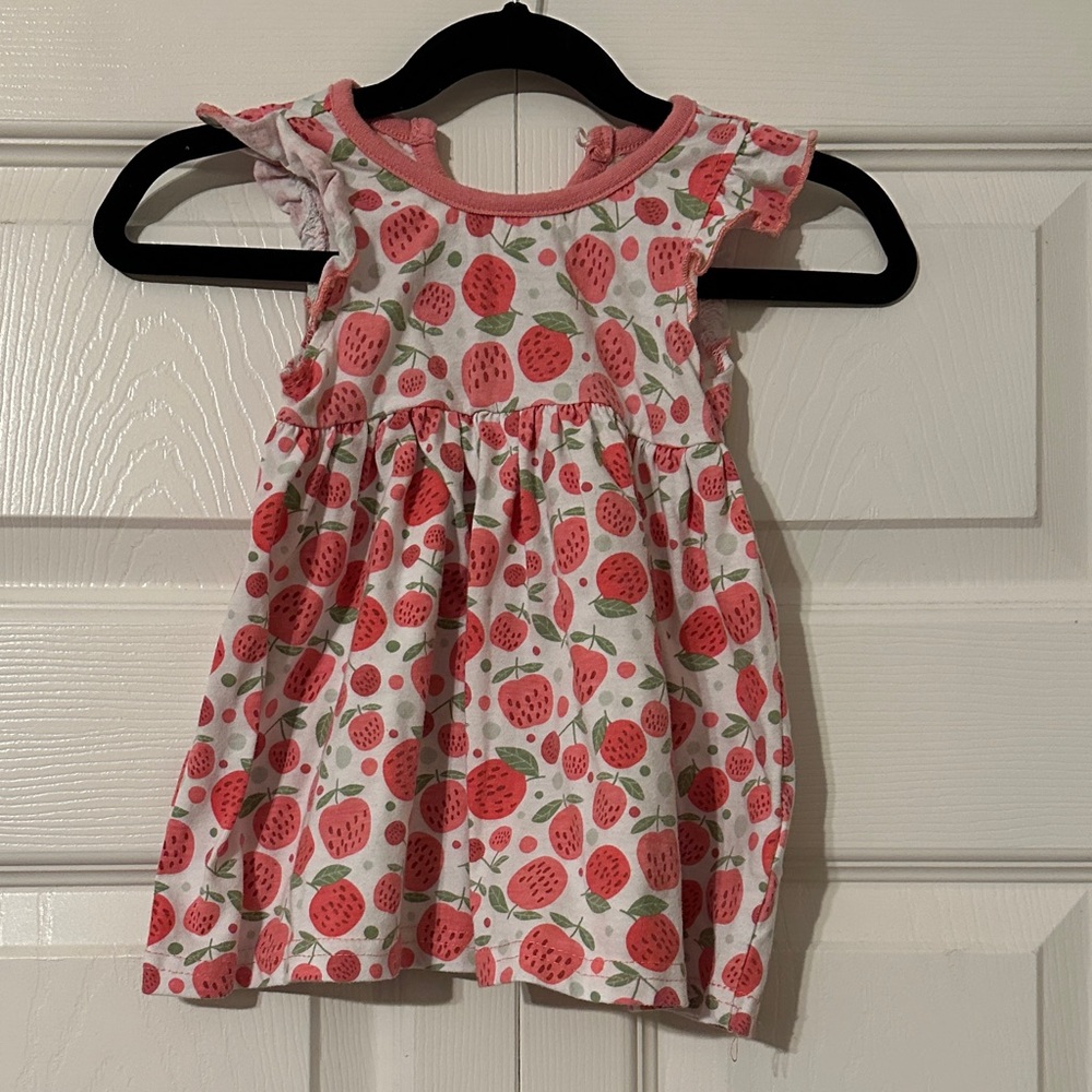 Strawberry Print Pink Kids Dress